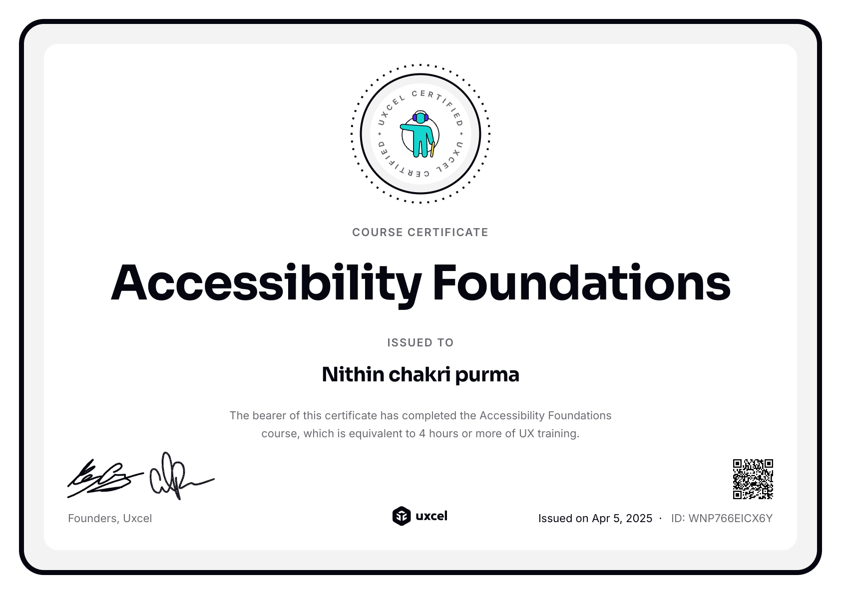 Nithin chakri purma's certificate